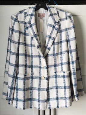 Tailored by Rebecca Taylor Boucle Windowpane Check Blazer